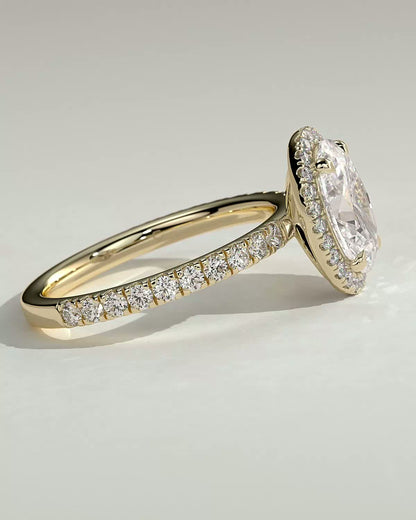 Round Halo, Pave & Split Shank Engagement Ring – 1.93 CT Lab Grown Diamond