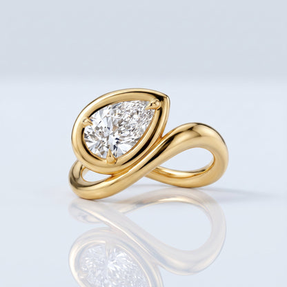 Marquise Swirl Solitaire Engagement Ring – 1 CT Lab Grown Diamond