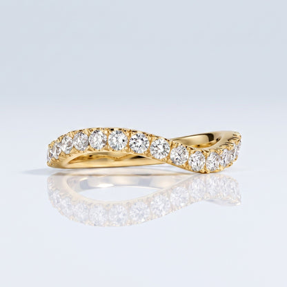 0.2 TCW Round Diamond Half Eternity DEF/VVS Lab Grown Wedding Band