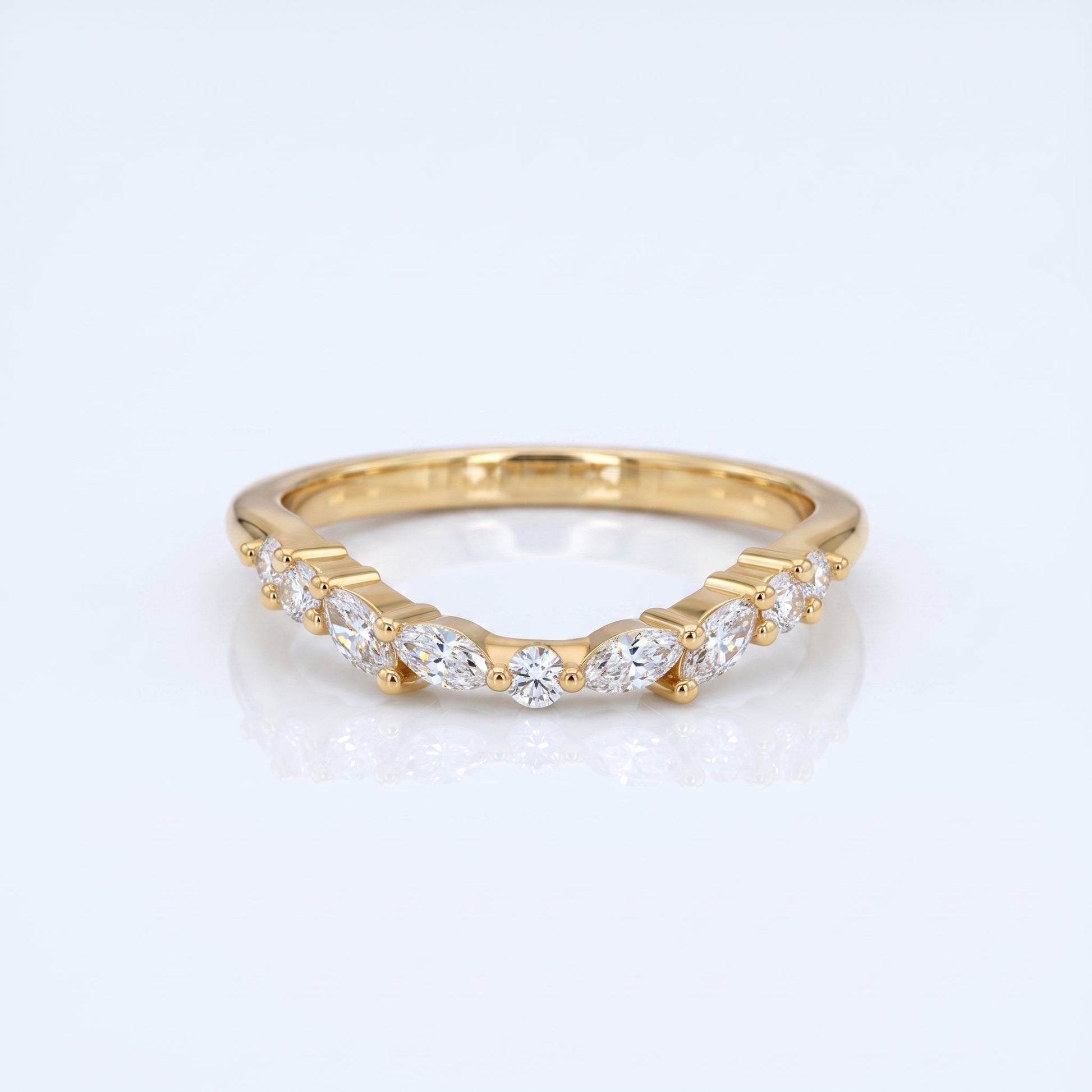0.2 TCW Round Diamond Half Eternity DEF/VVS Lab Grown Wedding Band