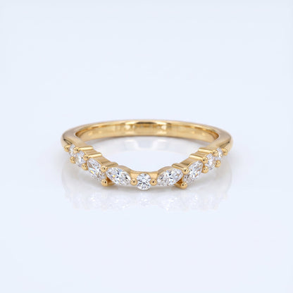 0.2 TCW Round Diamond Half Eternity DEF/VVS Lab Grown Wedding Band