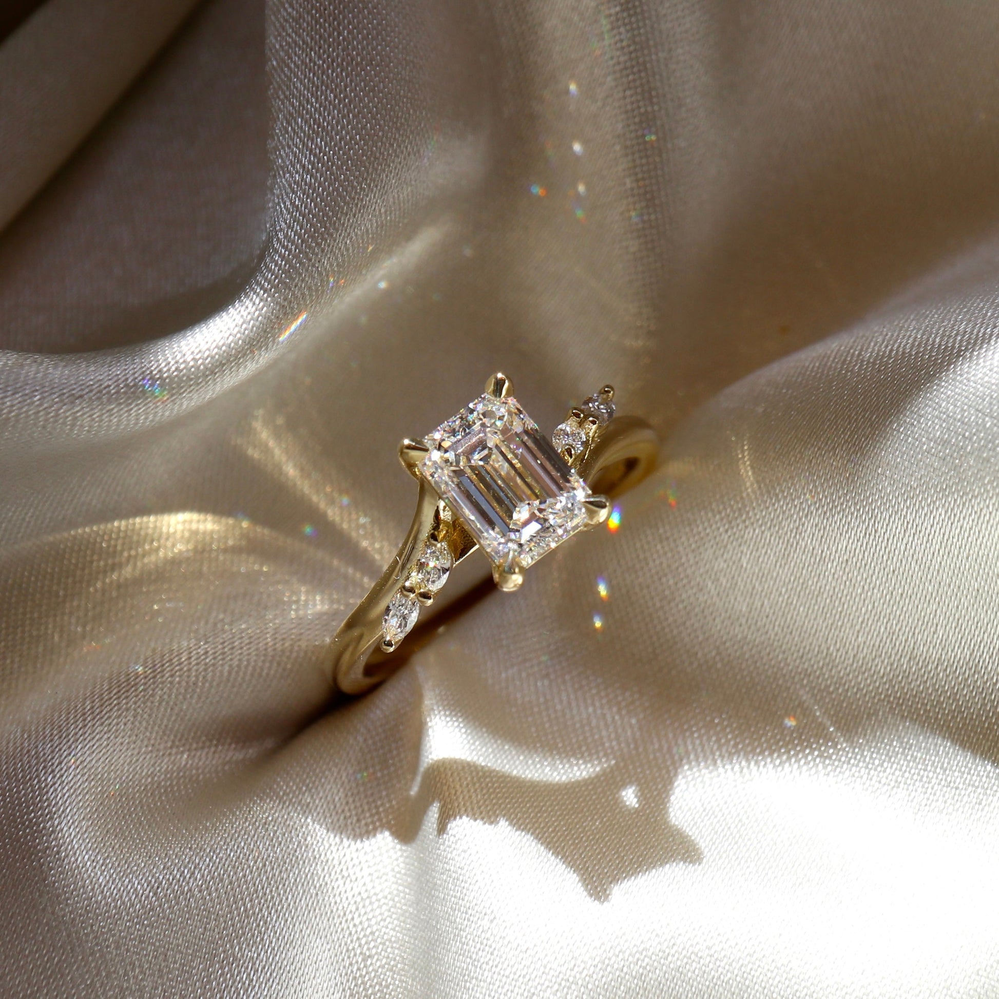 Marquise Cut Cluster Styled Lab Grown Diamond Engagement Ring