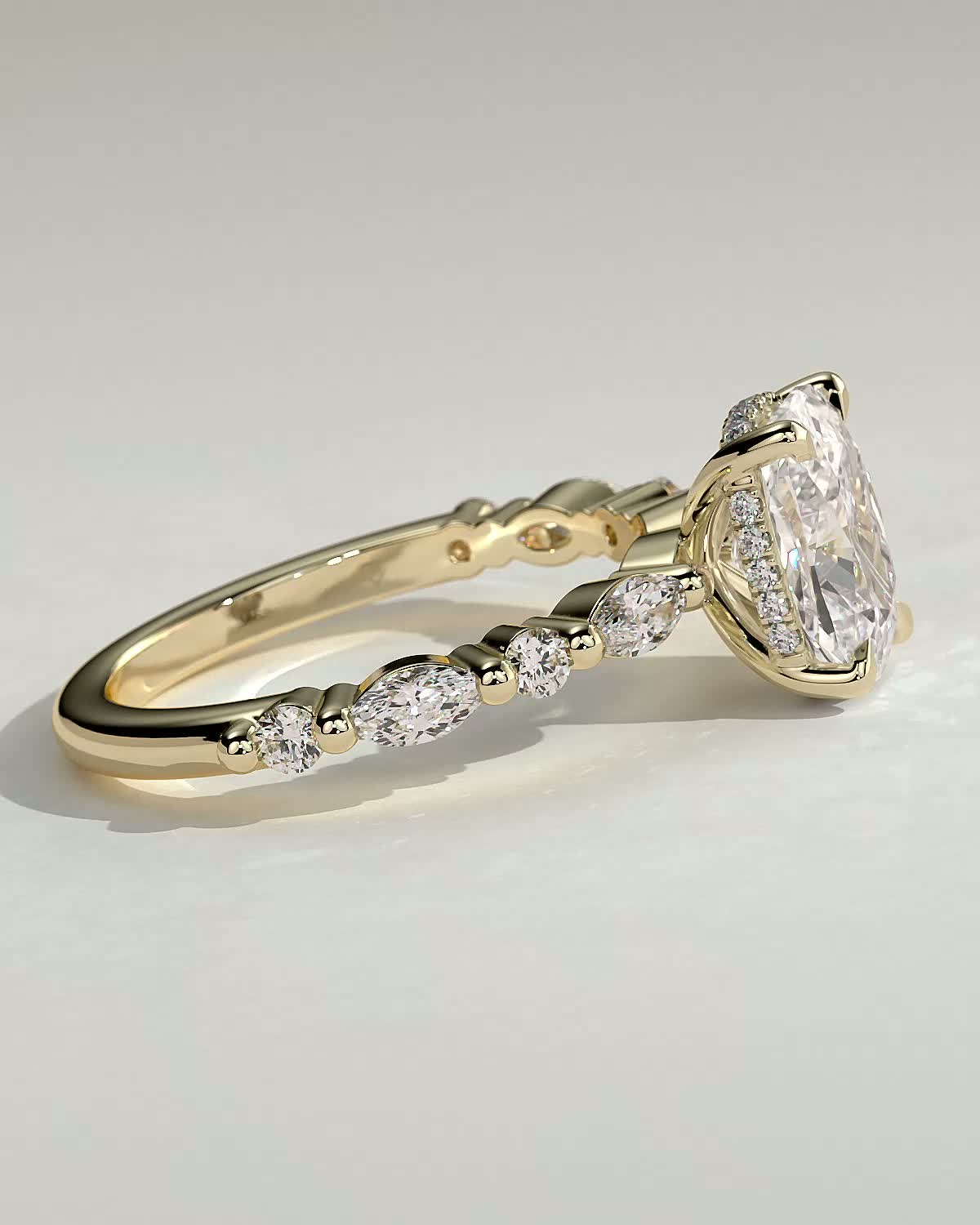 Round Halo, Pave & Split Shank Engagement Ring – 1.93 CT Lab Grown Diamond