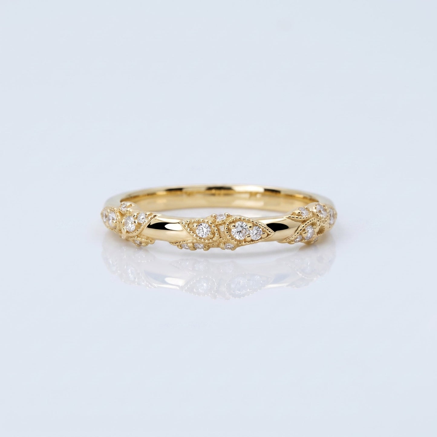 0.2 TCW Round Diamond Half Eternity DEF/VVS Lab Grown Wedding Band