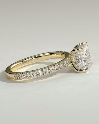 Round Halo, Pave & Split Shank Engagement Ring – 1.93 CT Lab Grown Diamond
