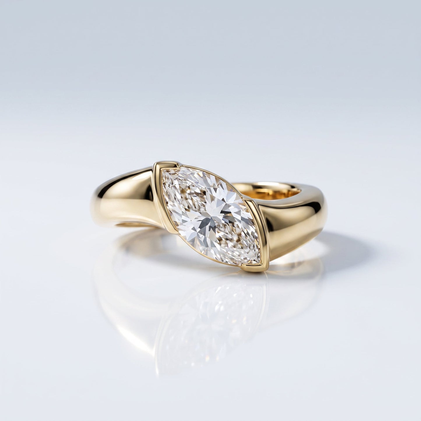 Marquise Swirl Solitaire Engagement Ring – 1 CT Lab Grown Diamond
