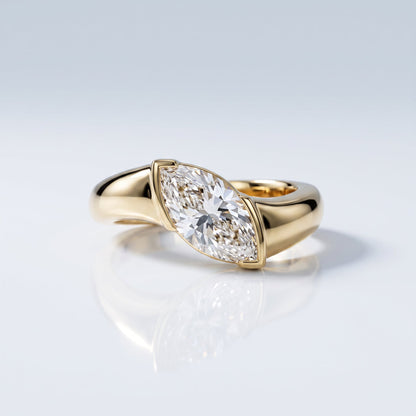 Marquise Swirl Solitaire Engagement Ring – 1 CT Lab Grown Diamond