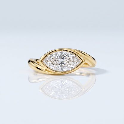 Marquise Swirl Solitaire Engagement Ring – 1 CT Lab Grown Diamond