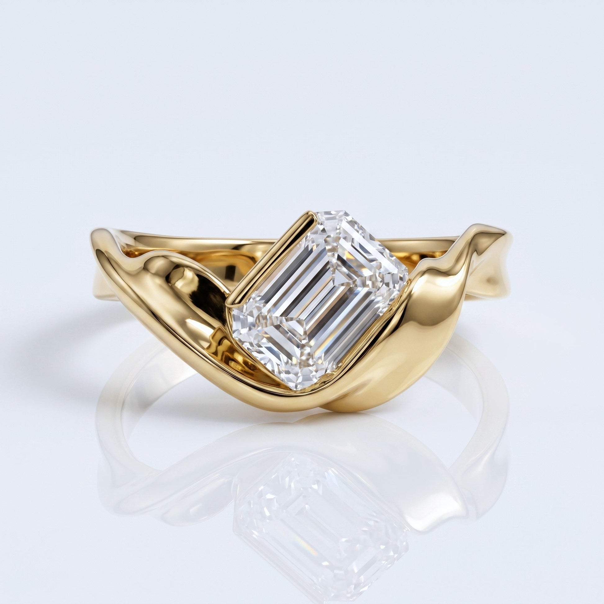 Marquise Swirl Solitaire Engagement Ring – 1 CT Lab Grown Diamond