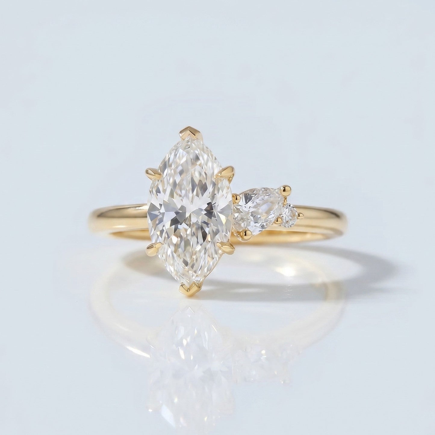 Marquise Swirl Solitaire Engagement Ring – 1 CT Lab Grown Diamond