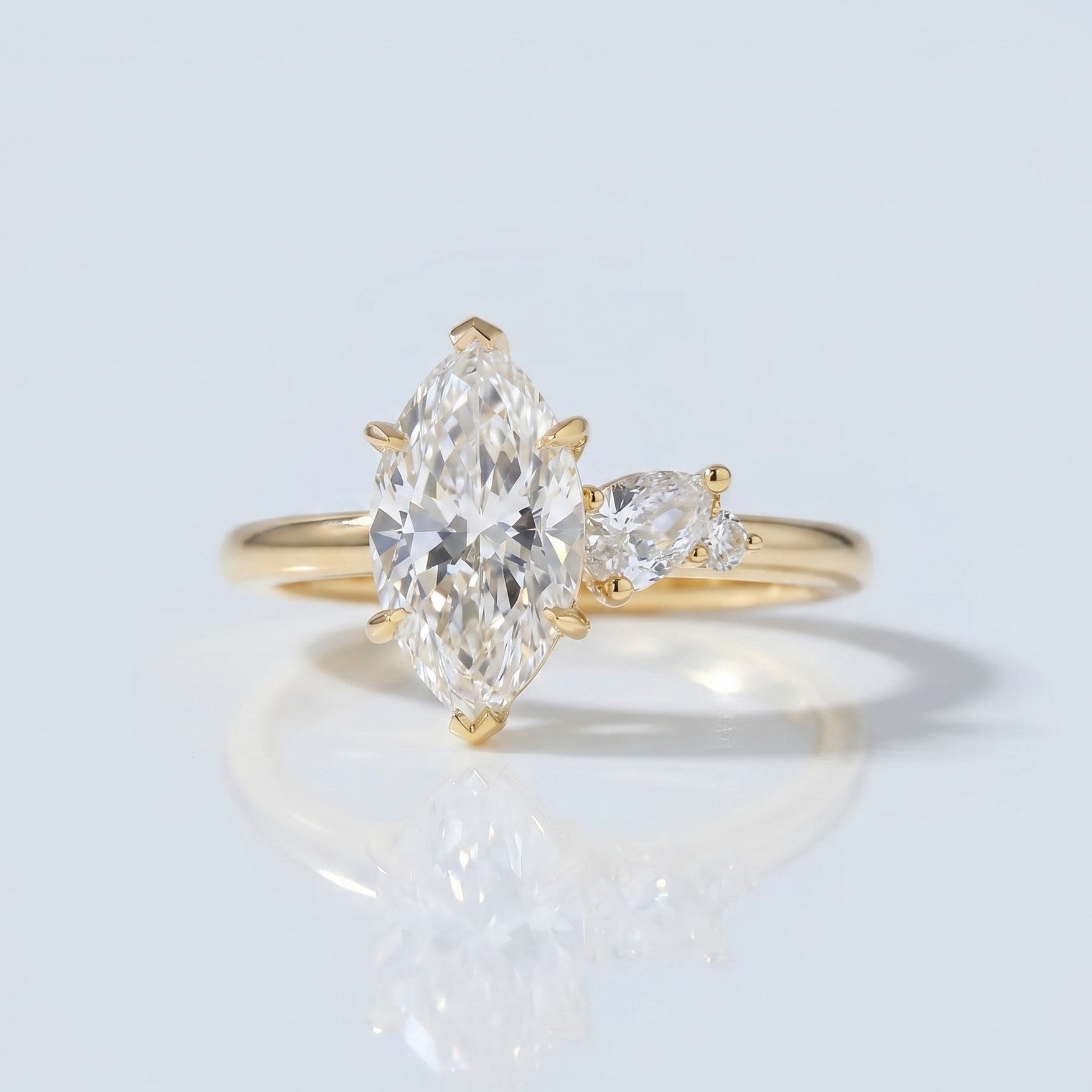 Marquise Swirl Solitaire Engagement Ring – 1 CT Lab Grown Diamond