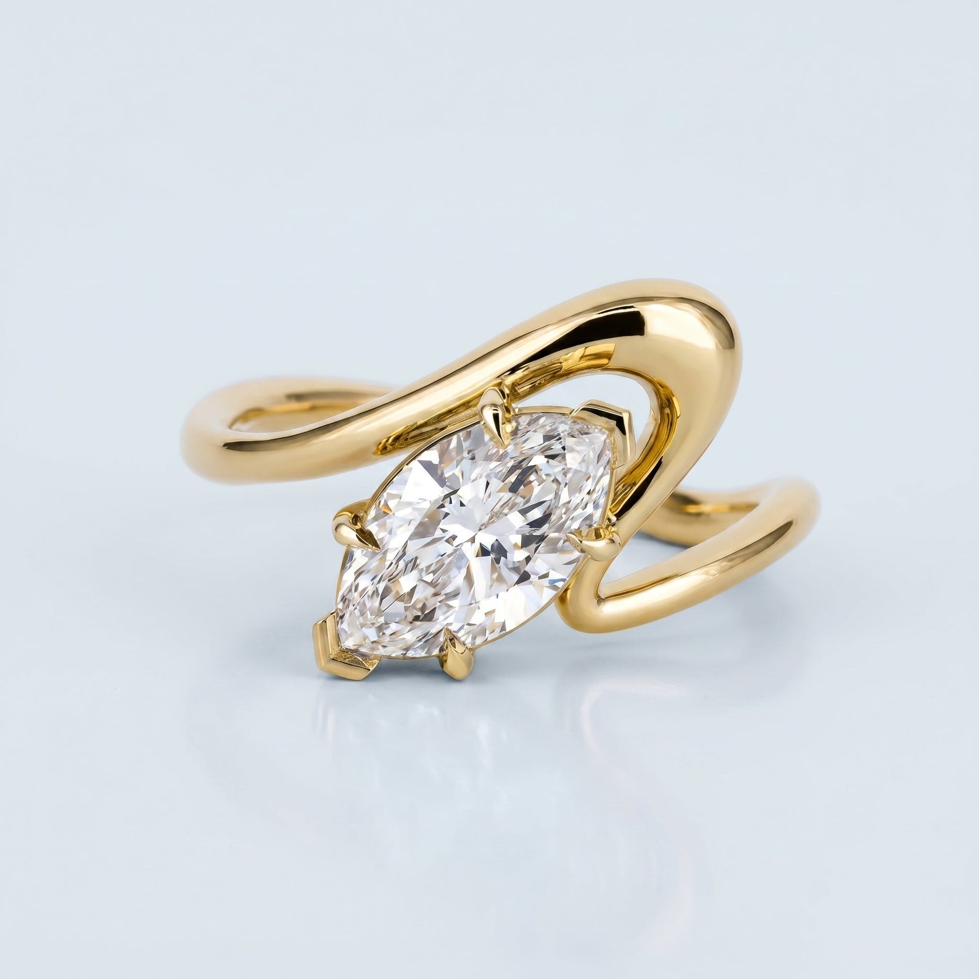 Marquise Swirl Solitaire Engagement Ring – 1 CT Lab Grown Diamond