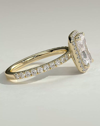 Round Halo, Pave & Split Shank Engagement Ring – 1.93 CT Lab Grown Diamond