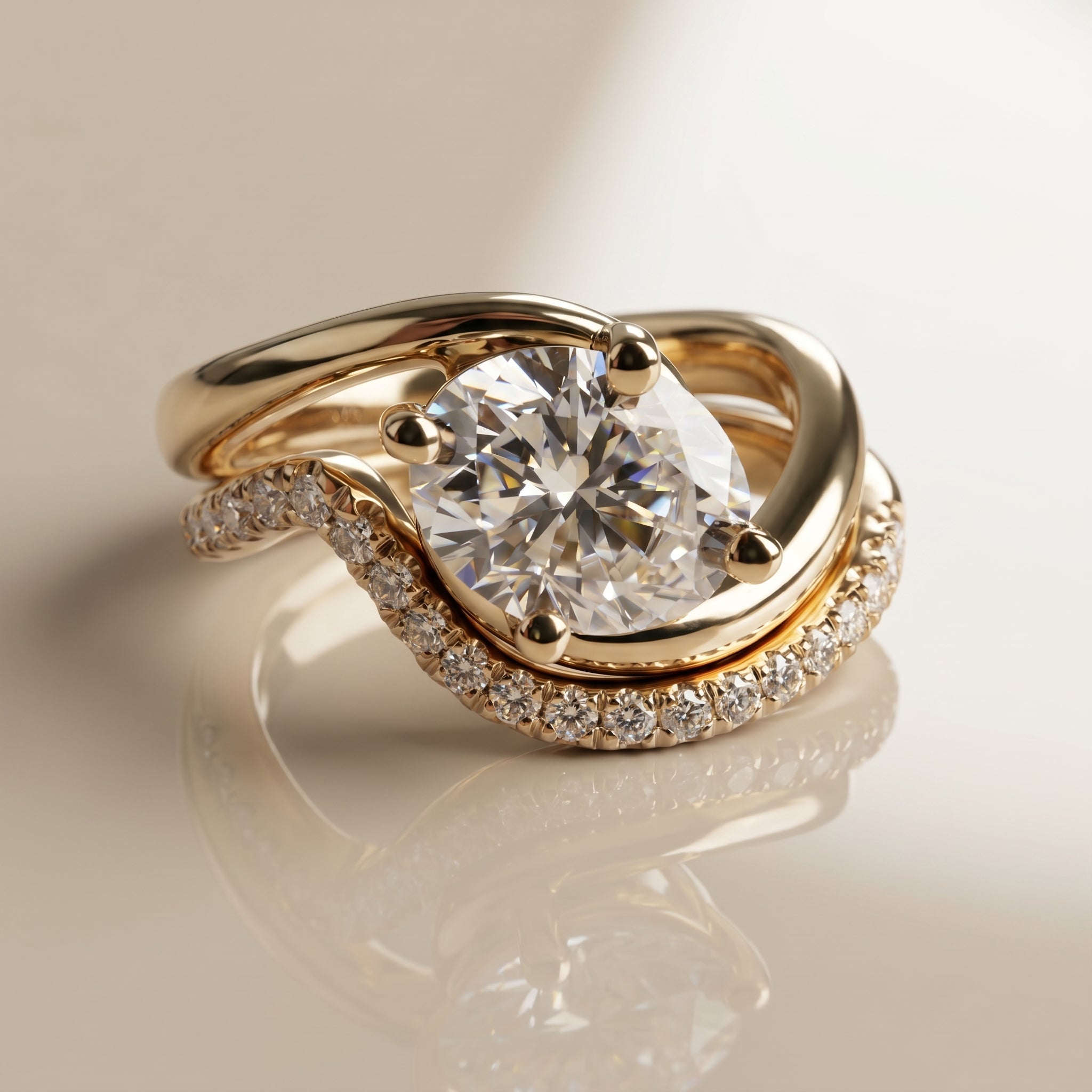 1.0 CT Round Solitaire Moissanite Diamond Bridal Ring Set