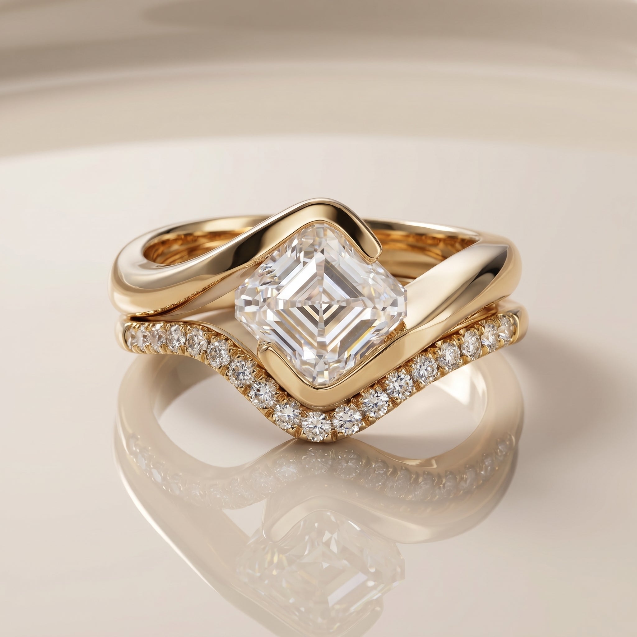 1.0 CT Round Solitaire Moissanite Diamond Bridal Ring Set