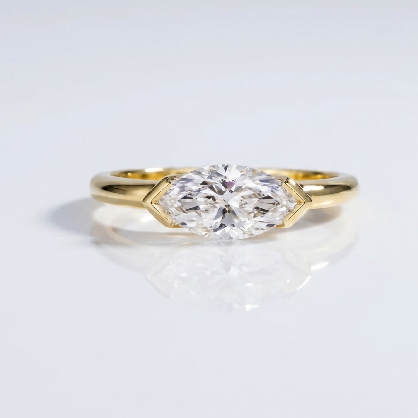 Marquise Swirl Solitaire Engagement Ring – 1 CT Lab Grown Diamond