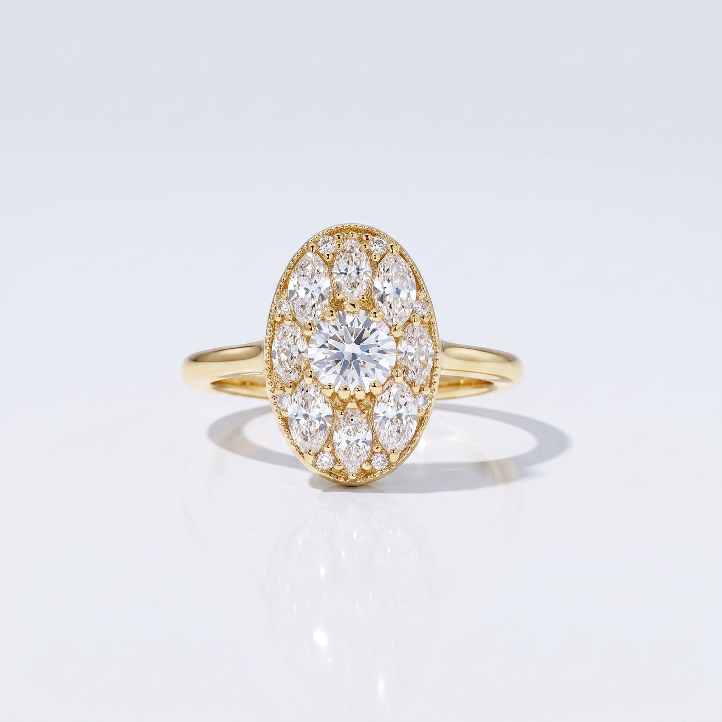 Marquise Swirl Solitaire Engagement Ring – 1 CT Lab Grown Diamond