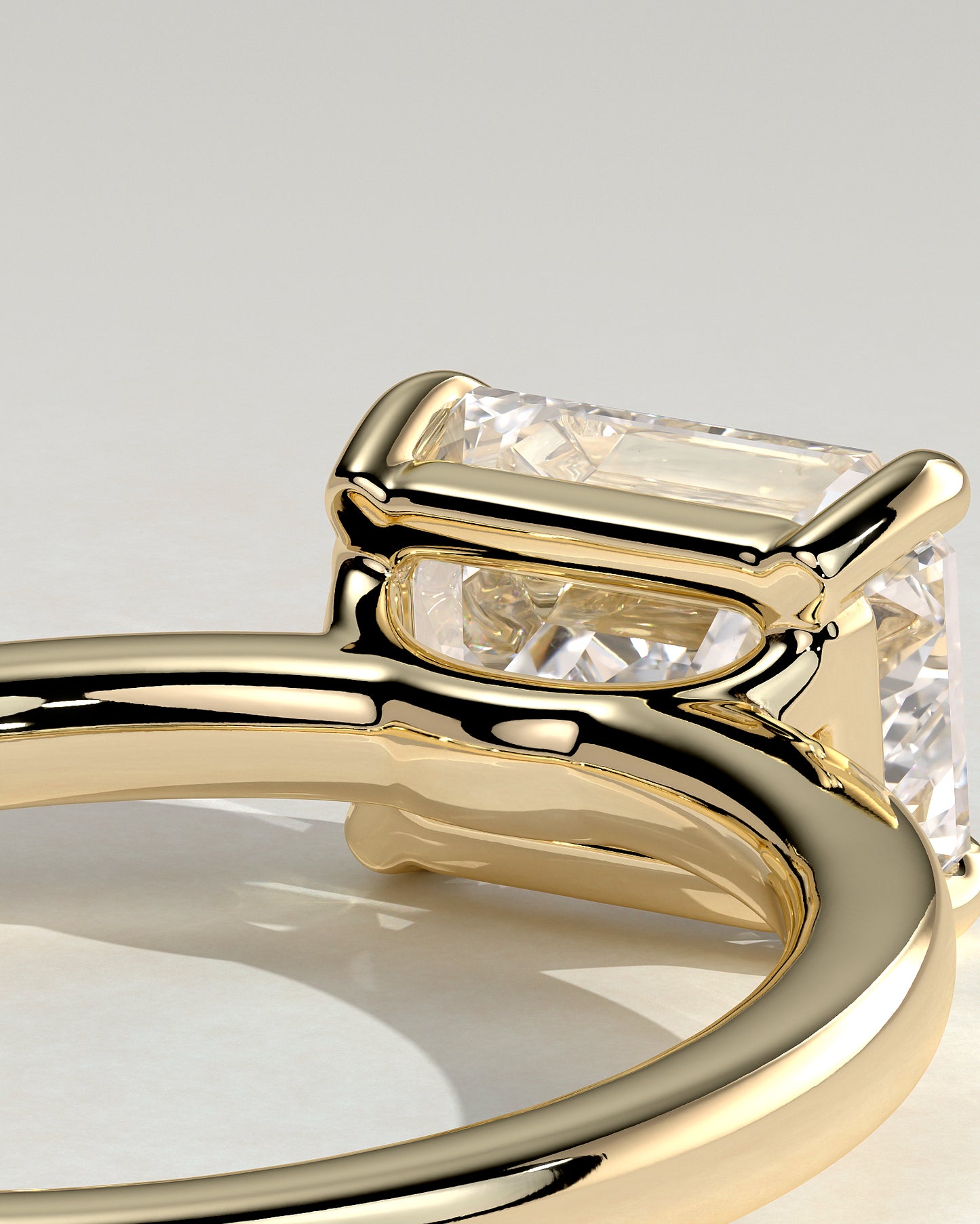 2.0 CT Emerald Cut Solitaire & East-West Lab Grown Diamond Engagement Ring