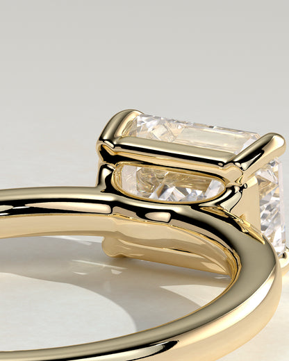 2.0 CT Emerald Cut Solitaire & East-West Lab Grown Diamond Engagement Ring