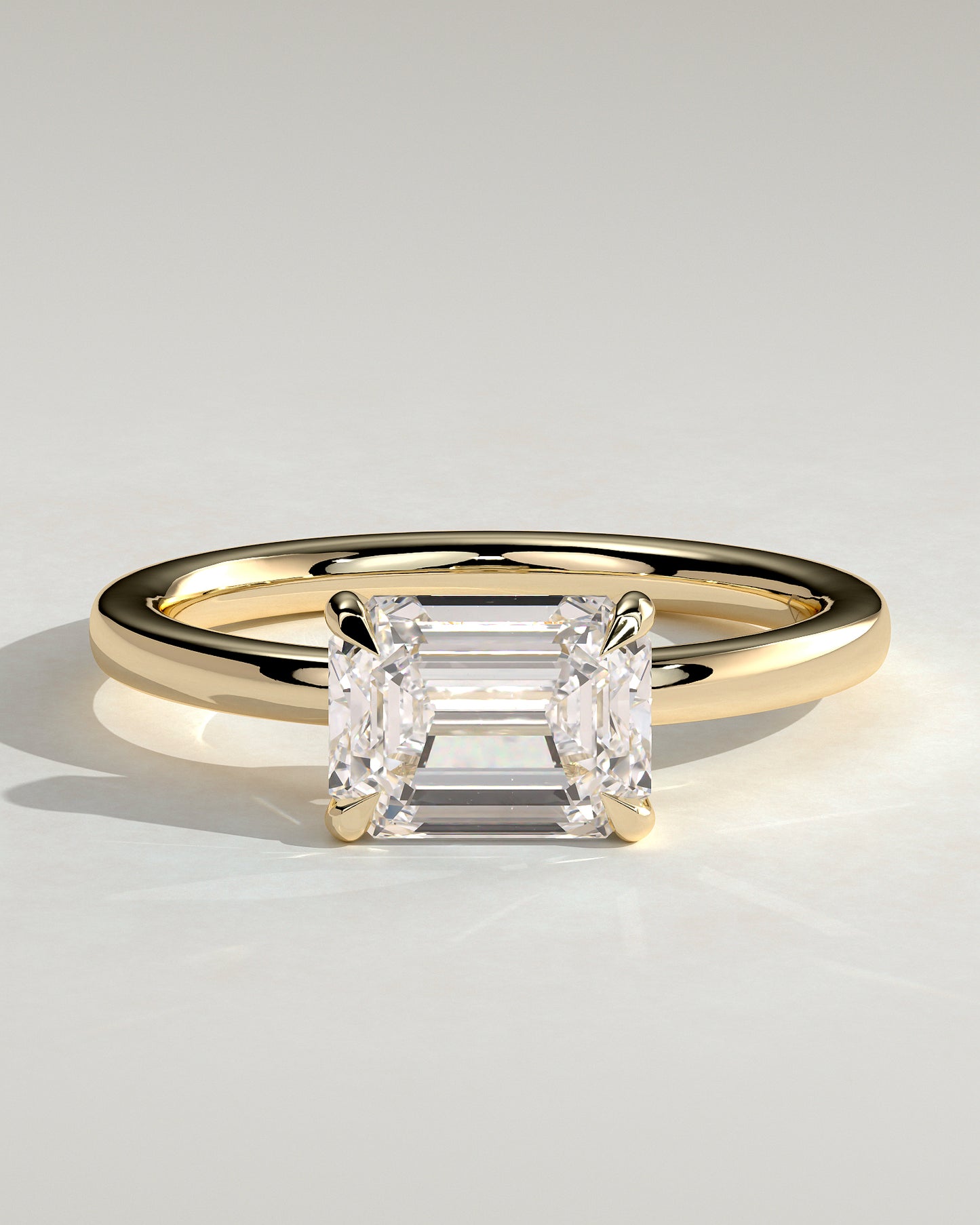 2.0 CT Emerald Cut Solitaire & East-West Lab Grown Diamond Engagement Ring