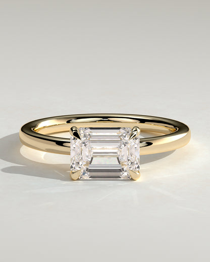 2.0 CT Emerald Cut Solitaire & East-West Lab Grown Diamond Engagement Ring