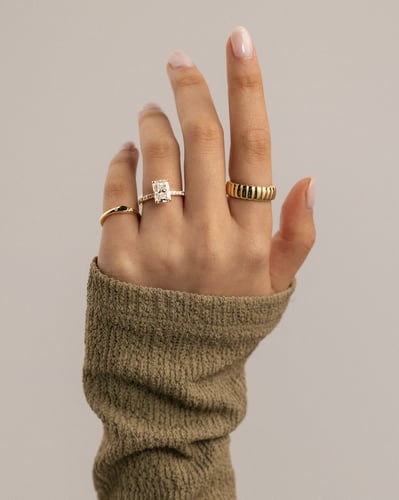 2 CT Radiant Cut Pave & Hidden Halo Styled Lab Grown Diamond Engagement Ring