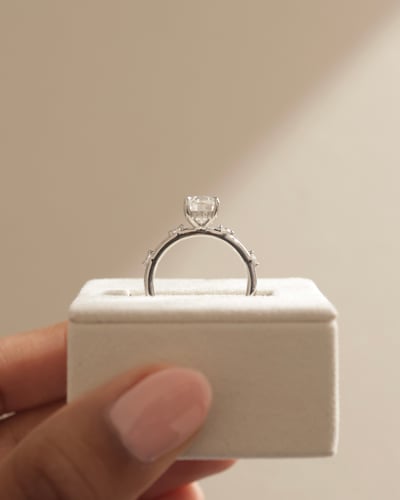 2 CT Oval Dainty Styled Lab Grown Diamond Engagement Ring For Women