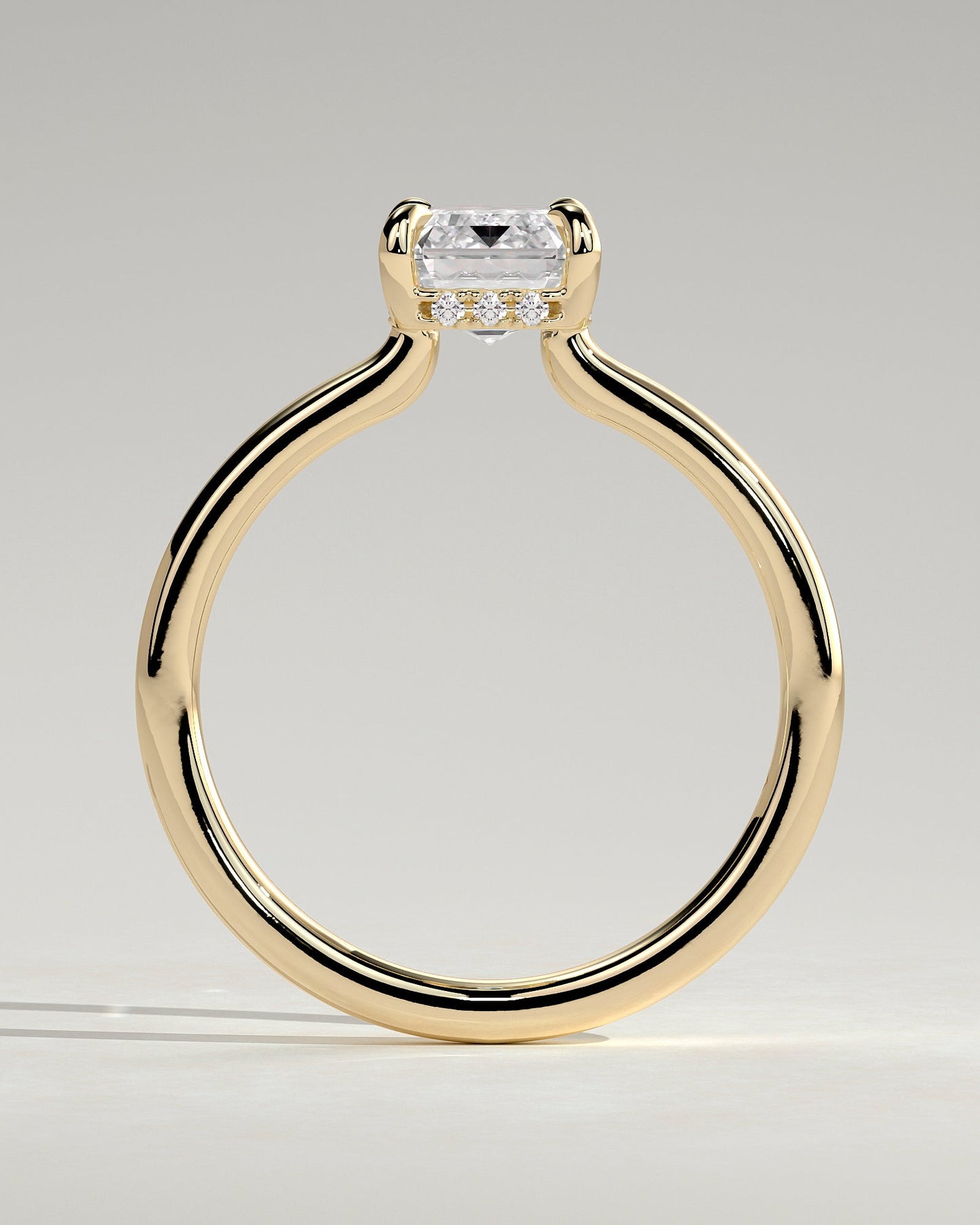 Emerald Hidden Halo Lab Grown Diamond Engagement Ring