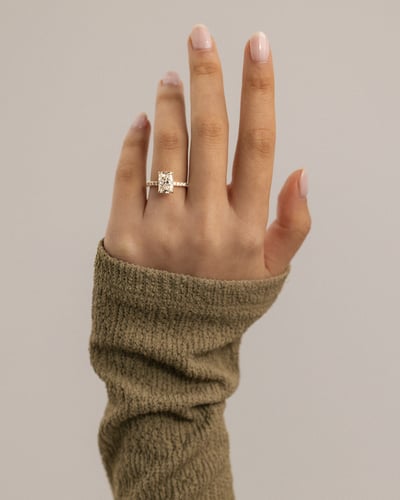 2 CT Radiant Cut Pave & Hidden Halo Styled Lab Grown Diamond Engagement Ring