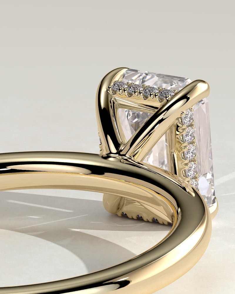 2.0 CT Emerald Cut Hidden Halo Styled Lab Grown Diamond Engagement Ring