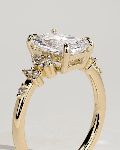 Radiant Cluster Lab Grown Diamond Engagement Ring
