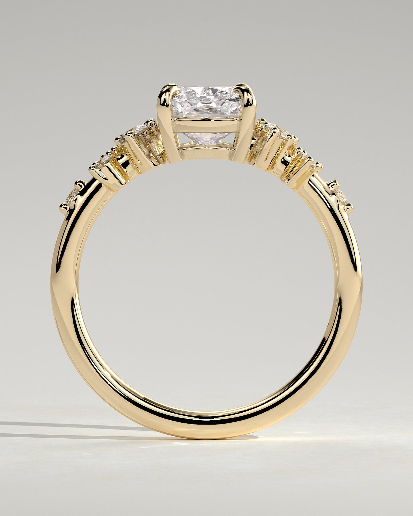 2.0 CT Elongated Cushion Cut Cluster Lab Grown Diamond Engagement Ring