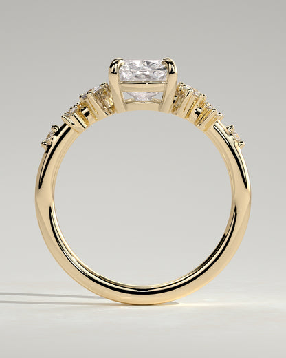 2.0 CT Elongated Cushion Cut Cluster Lab Grown Diamond Engagement Ring