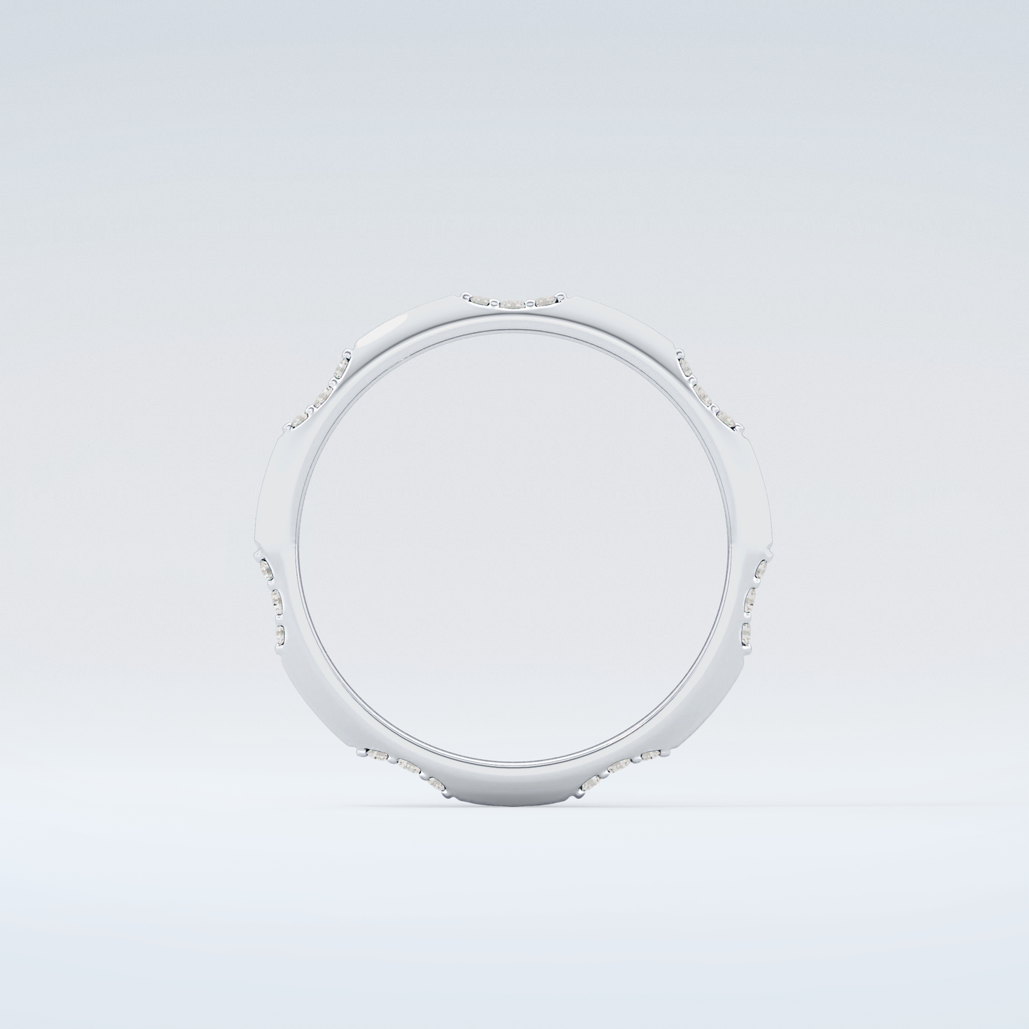 0.09 TCW Round Shaped Moissanite Wedding Band 14