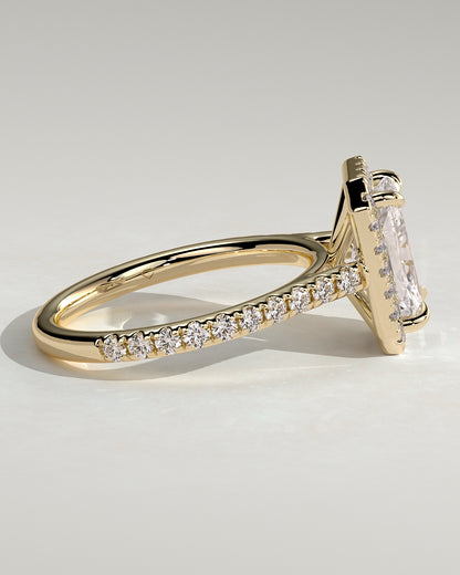2 CT Radiant Cut Halo and Pave Lab Grown Diamond Engagement Ring