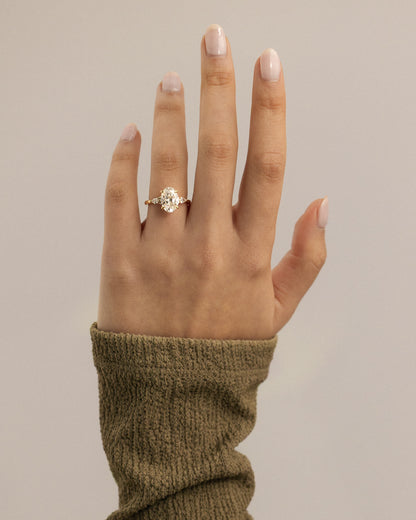 2 CT Oval Cut Cluster Lab Grown Diamond Engagement Ring