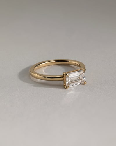 2.0 CT Emerald Cut Solitaire & East-West Lab Grown Diamond Engagement Ring