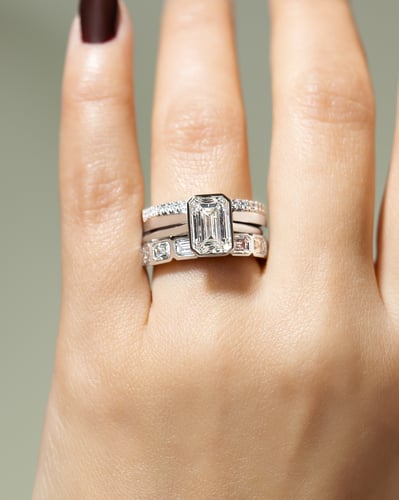 2.0 CT Emerald Cathedral & Bezel Styled Lab Grown Engagement Ring