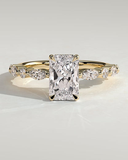 2 CT Radiant Cut Hidden Halo & Pave Lab Grown Diamond Engagement Ring