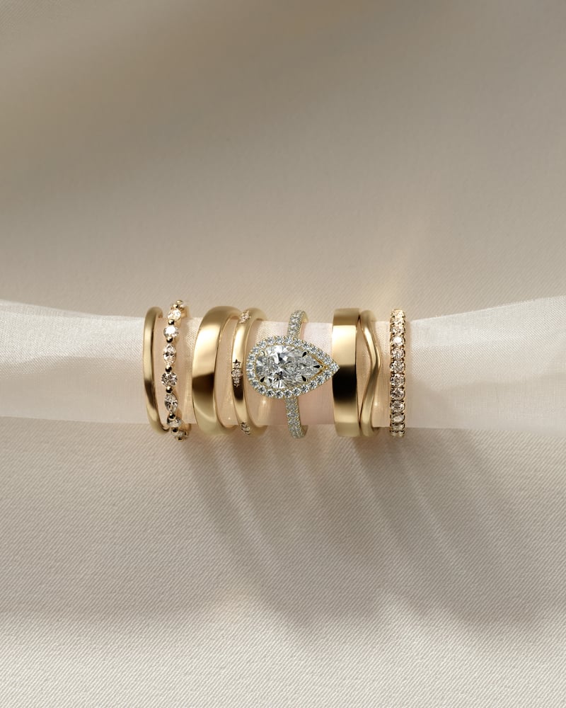 2 CT Pear Cut Halo and Pave Lab Grown Diamond Engagement Ring