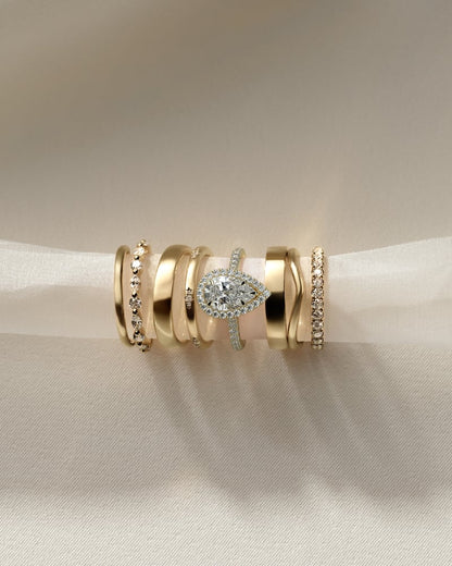 2 CT Pear Cut Halo and Pave Lab Grown Diamond Engagement Ring