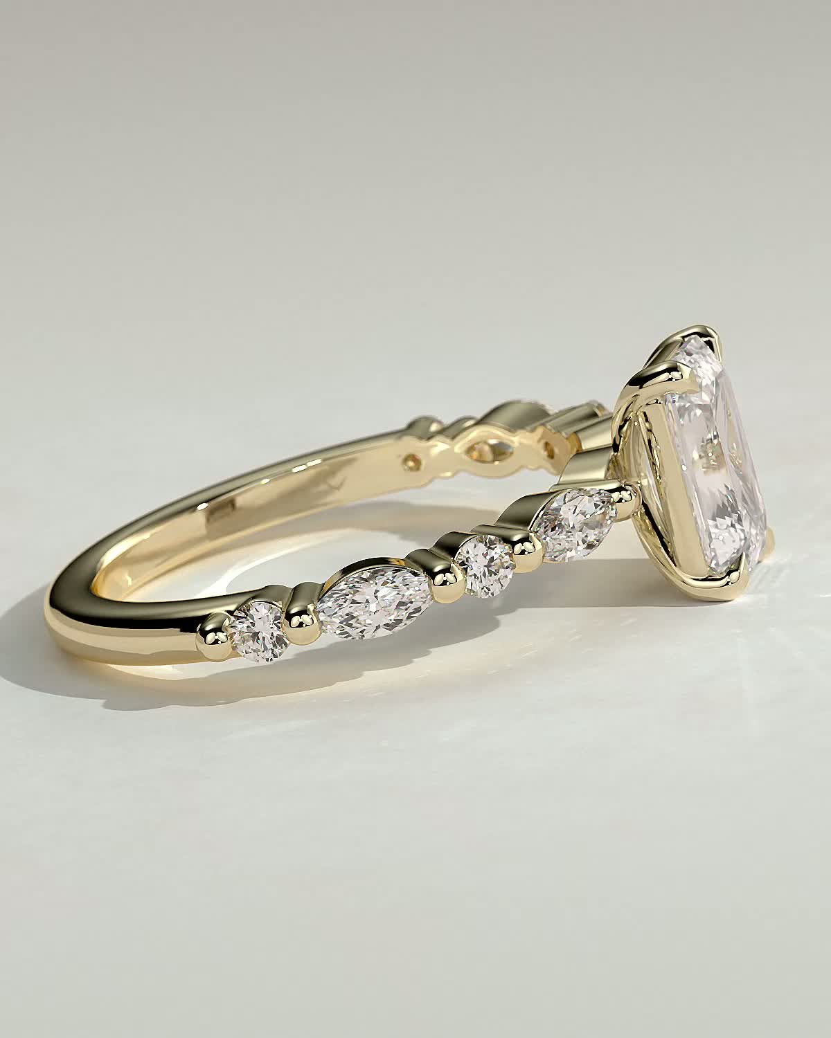 2 CT Emerald Cut Pave Styled Lab Grown Diamond Engagement Ring For Women