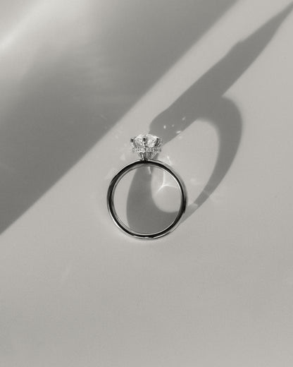 2 CT Pear Cut Hidden Halo Styled Lab Grown Diamond Engagement Ring For Women