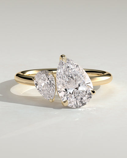 2.8 CT Pear Cut Toi Et Moi Lab Grown Diamond Engagement Ring
