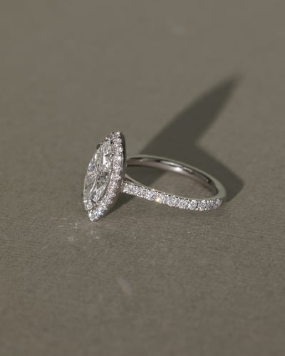 2 CT Marquise Cut Halo and Pave Lab Grown Diamond Engagement Ring