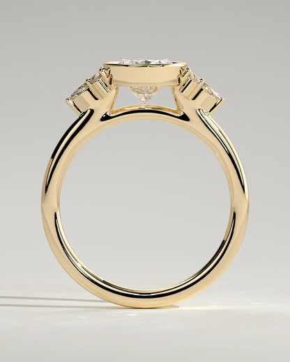 2 CT Oval Cut Cluster & Bezel Lab Grown Diamond Engagement Ring