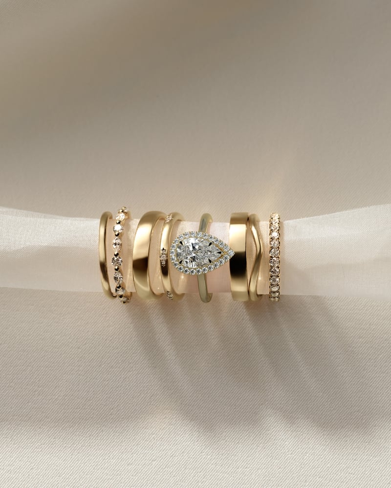 2 CT Pear Cut Halo Style Lab Grown Diamond Engagement Ring