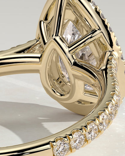 2 CT Pear Cut Halo and Pave Lab Grown Diamond Engagement Ring