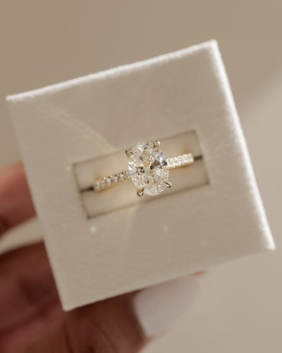 2.0 CT Oval Cut Pave & Cathedral Lab Grown Diamond Engagement Ring