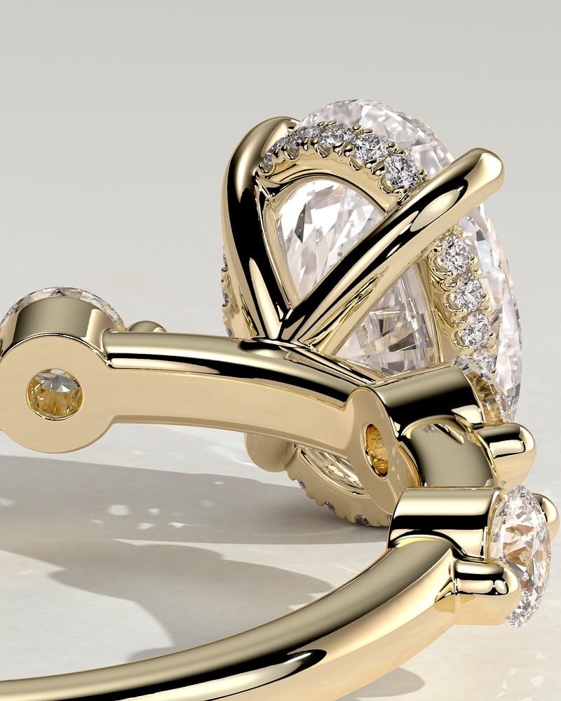 2 CT Oval Cut Pave Styled Dainty Lab Grown Diamond Engagement Ring